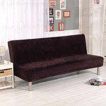 Load image into Gallery viewer, Plush fabric Fold Armless Sofa Bed Cover Folding seat slipcover Thicker covers Bench Couch Protector Elastic Futon Cover winter