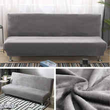 Load image into Gallery viewer, Plush fabric Fold Armless Sofa Bed Cover Folding seat slipcover Thicker covers Bench Couch Protector Elastic Futon Cover winter