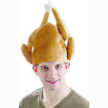 Load image into Gallery viewer, Plush Roasted Turkey Hats Spooktacular Creations Decor Hat Cooked Chicken Bird Secret For Thanksgiving Costume Dress Up Party