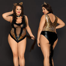 Load image into Gallery viewer, Porno Plus Size Sexy Bodysuit Lingerie Katze Uniform Leopard Cosplay Hot Erotic Latex Catsuit Sex Role Play Wild Cat Costume