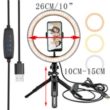 Load image into Gallery viewer, Portable Selfie Ringlight Adjustable Tripod Remote Photography Lighting Phone Photo Led Ring Fill Light Lamp Youtube FIll