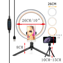Load image into Gallery viewer, Portable Selfie Ringlight Adjustable Tripod Remote Photography Lighting Phone Photo Led Ring Fill Light Lamp Youtube FIll