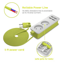 Load image into Gallery viewer, Power Strip 1/2 Way EU Plug 1200W 250V 1.5m Cable Wall Multiple Socket Portable 4 USB Port for Mobile Phones Smartphones Tablets