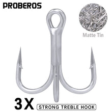 Load image into Gallery viewer, 10pcs/lot Saltwater Fishing Hook Matte Tin Treble Hook 2/0#-1/0#-1#-2#-4#-6#-8# High-Carbon Steel High Strength 3X Hook