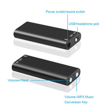 Load image into Gallery viewer, Mini 8GB Voice Activated Digital Audio Voice Recorder Mp3 Player 3 in 1 8GB Memory Storage 192Kbps Recording WAV