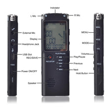 Load image into Gallery viewer, Professional Voice Activated Digital Audio Voice Recorder 8GB 16GB 32GB USB Pen Lossless Mp3 Player Recording MP3/WAV 1536kbps