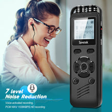 Load image into Gallery viewer, Professional Voice Recorder Voice Activated 7 Level Noise Cancellation Hifi Mp3 Player Recording 1536kbps Password Protection