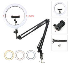 Load image into Gallery viewer, Profissional LED Ring Light Phone Stand With Folding Lazy Arm Holder Dimmable Photography Ringlight For YouTube Live Streaming