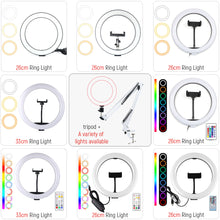 Load image into Gallery viewer, Profissional LED Ring Light Phone Stand With Folding Lazy Arm Holder Dimmable Photography Ringlight For YouTube Live Streaming