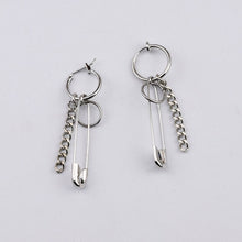 Load image into Gallery viewer, Punk Rock Pin Bead Chain Earring Unisex Long Pendant Ear Bone Clip Earrings Cool Egirl Woman's Men Party Jewelry 1PC