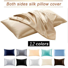 Load image into Gallery viewer, Pure Emulation Silk Satin Pillowcase Comfortable Smooth Pillow Case Bedding Pillow Cover White Grey Khaki Pink Sliver 50x66cm