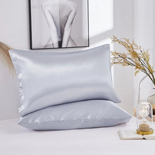 Load image into Gallery viewer, Pure Emulation Silk Satin Pillowcase Comfortable Smooth Pillow Case Bedding Pillow Cover White Grey Khaki Pink Sliver 50x66cm