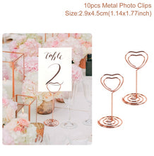 Load image into Gallery viewer, 10pcs Love Shape Metal Photo Clip Wedding Signs Wedding Table Numbers Place Cards Holder Wedding Table Decor Party Supplies