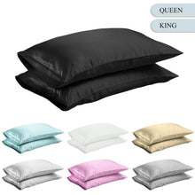 Load image into Gallery viewer, Silk Satin Pillow Case Bedding Pillowcase Smooth Home White Black Grey Khaki Sky Blue Pink Sliver