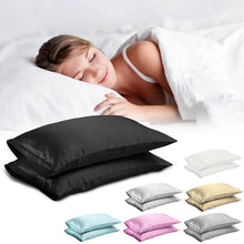 Load image into Gallery viewer, Silk Satin Pillow Case Bedding Pillowcase Smooth Home White Black Grey Khaki Sky Blue Pink Sliver