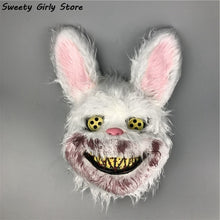 Load image into Gallery viewer, Rabbit Cosplay Mask Halloween Party Scary Head Cover Halloween Carnival Costume Headgear Props Handmade Dance Masquerade Horror