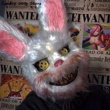 Load image into Gallery viewer, Rabbit Cosplay Mask Halloween Party Scary Head Cover Halloween Carnival Costume Headgear Props Handmade Dance Masquerade Horror