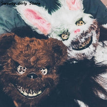 Load image into Gallery viewer, Rabbit Cosplay Mask Halloween Party Scary Head Cover Halloween Carnival Costume Headgear Props Handmade Dance Masquerade Horror