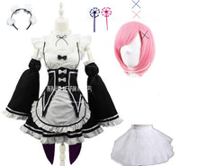 Load image into Gallery viewer, Ram/Rem Cosplay Re:zero Kara Hajimeru Isekai Seikatsu black blue red Costume Maid Servant Dress