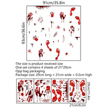 Load image into Gallery viewer, Red Blood Hand Foot Print Wall Sticker Halloween Home Decor Toilet Bathroom Decal Self Adhesive Glass Window Atmosphere Building