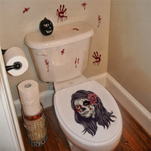 Load image into Gallery viewer, Red Blood Hand Foot Print Wall Sticker Halloween Home Decor Toilet Bathroom Decal Self Adhesive Glass Window Atmosphere Building