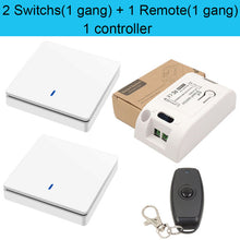Load image into Gallery viewer, 433Mhz Wireless Push Button Smart Light Switch Remote Control 90-250V 10Amp 1CH RF Relay Receiver Transmitter for Fan Lamp