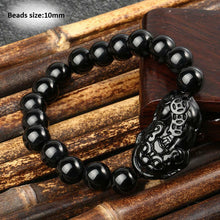 Load image into Gallery viewer, Wealth and Good Luck Chinese Fengshui Pixiu Bracelet Unisex Wristband Men Women Bracelets Obsidian Beads Bracelet Jewelry Gift