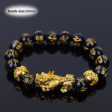 Load image into Gallery viewer, Wealth and Good Luck Chinese Fengshui Pixiu Bracelet Unisex Wristband Men Women Bracelets Obsidian Beads Bracelet Jewelry Gift
