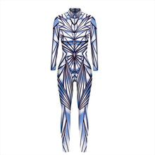 Load image into Gallery viewer, Robot Halloween Skeleton Cosplay Costumes Sexy Slim Jumpsuit for Women Halloween Carnival Future Technology Steampunk Bodysuit