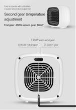 Load image into Gallery viewer, Mini Portable Electric Heaters Fan Room Warmer Table Office Energy Saving Hand Ceramic 800W PTC Home Hot Air Heater Radiator