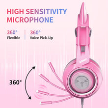 Load image into Gallery viewer, Wired Headset Gamer Pink Cat Ear Headset Cute PS4 Phone PC With Microphone 3.5mm Gaming Phone PS4 Overear Gamer G951s Pink