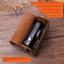 Load image into Gallery viewer, Leather Camera Bag Waterproof and Dustproof Suitable for Canon G7x3 G5x2 Sony SLR Leather Case Lx10zs220 Ricoh GR3 Universal Camera Bag