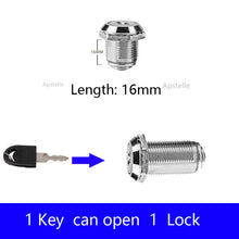 Load image into Gallery viewer, Door lock Same key 16/20/25/30mm Drawer Locks With 2 Keys Lock Furniture Hardware Door Cabinet Lock For Office Desk Letter Box Cam Locks