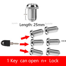 Load image into Gallery viewer, Door lock Same key 16/20/25/30mm Drawer Locks With 2 Keys Lock Furniture Hardware Door Cabinet Lock For Office Desk Letter Box Cam Locks