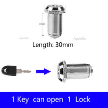 Load image into Gallery viewer, Door lock Same key 16/20/25/30mm Drawer Locks With 2 Keys Lock Furniture Hardware Door Cabinet Lock For Office Desk Letter Box Cam Locks