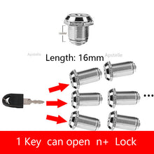 Load image into Gallery viewer, Door lock Same key 16/20/25/30mm Drawer Locks With 2 Keys Lock Furniture Hardware Door Cabinet Lock For Office Desk Letter Box Cam Locks