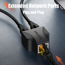 Load image into Gallery viewer, Ethernet Adapter Lan Cable Extender Splitter for Internet Connection Cat5 RJ45 Splitter Coupler Contact Modular Plug