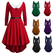 Load image into Gallery viewer, Santa Claus Costume Womens Sexy V-Neck Christmas dress women Long Sleeve Vintage Plus Size 5xl Side Lace-Up Dress grinch dress