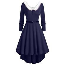Load image into Gallery viewer, Santa Claus Costume Womens Sexy V-Neck Christmas dress women Long Sleeve Vintage Plus Size 5xl Side Lace-Up Dress grinch dress