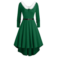 Load image into Gallery viewer, Santa Claus Costume Womens Sexy V-Neck Christmas dress women Long Sleeve Vintage Plus Size 5xl Side Lace-Up Dress grinch dress