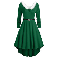 Load image into Gallery viewer, Santa Claus Costume Womens Sexy V-Neck Christmas dress women Long Sleeve Vintage Plus Size 5xl Side Lace-Up Dress grinch dress