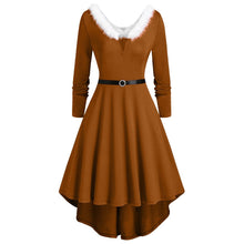 Load image into Gallery viewer, Santa Claus Costume Womens Sexy V-Neck Christmas dress women Long Sleeve Vintage Plus Size 5xl Side Lace-Up Dress grinch dress