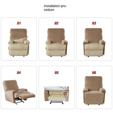 Load image into Gallery viewer, Stretch 1-2-3 seater all inclusive elastic recliner sofa cover silver silver fox velvet non-slip foldable recliner relaxing armrest sofa cover
