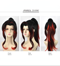 Load image into Gallery viewer, Kimetsu No Yaiba Black Dead MOU Jiguoyuan Cos Wig Black Red Gradient Color Jiguoyan Sheng