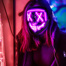 Load image into Gallery viewer, Scary Halloween Colplay Light Up Purge Mask Halloween Masquerade Party LED Face Masks Glowing In Dark for Kids Men Women Mask