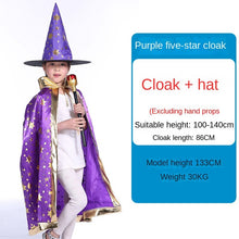 Load image into Gallery viewer, Halloween Children's Cloak Adult Men and Women Show Performance Costume Wizard Witch Five Star Cloak Cloak Hat