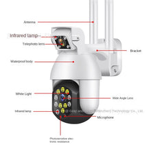 Load image into Gallery viewer, WiFi Camera Dual Lens Day and Night Full Color Outdoor Webcam Binocular Ball Machine 1080P Camera