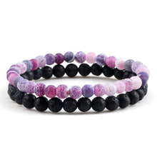 Load image into Gallery viewer, Distance Bracelet For Women Couples Bracelet Classic 6mm Natural Black Matte Blue Turquoises Beaded Stone Bracelets Men Jewelry