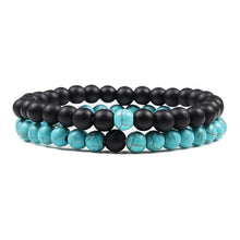 Load image into Gallery viewer, Distance Bracelet For Women Couples Bracelet Classic 6mm Natural Black Matte Blue Turquoises Beaded Stone Bracelets Men Jewelry