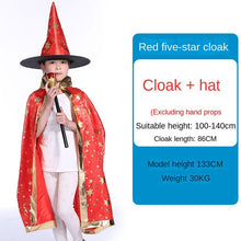 Load image into Gallery viewer, Halloween Children's Cloak Adult Men and Women Show Performance Costume Wizard Witch Five Star Cloak Cloak Hat